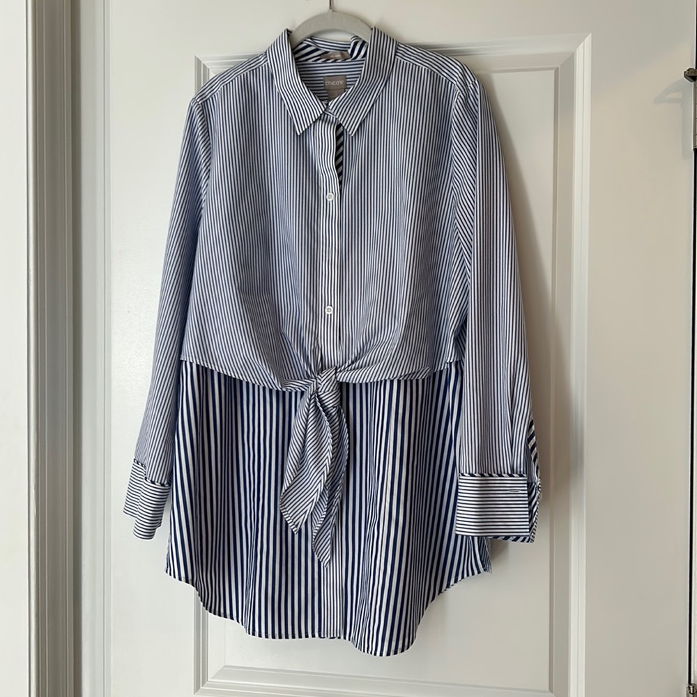 Chicos long sleeve button down tunic